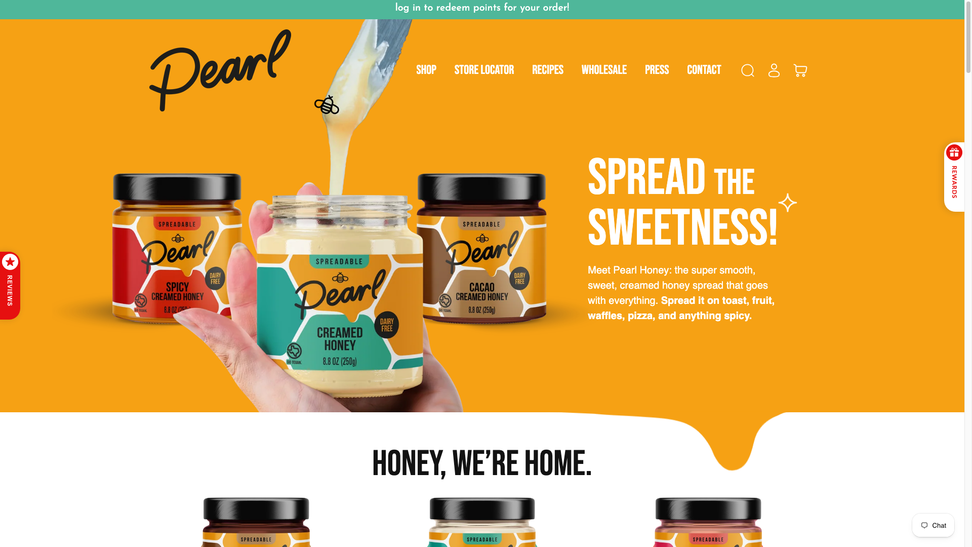 Pearl Honey Spreads desktop storefront capture