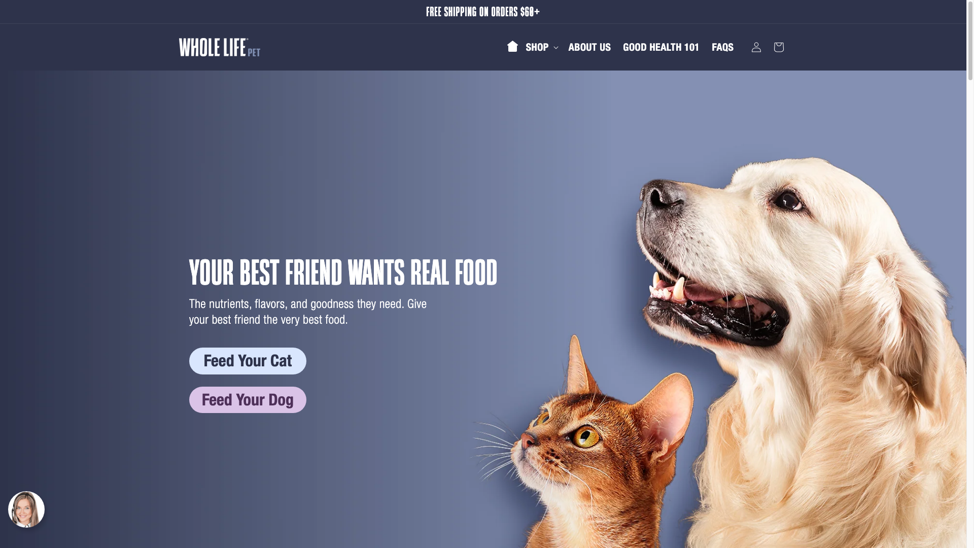 Whole Life Pet desktop storefront capture