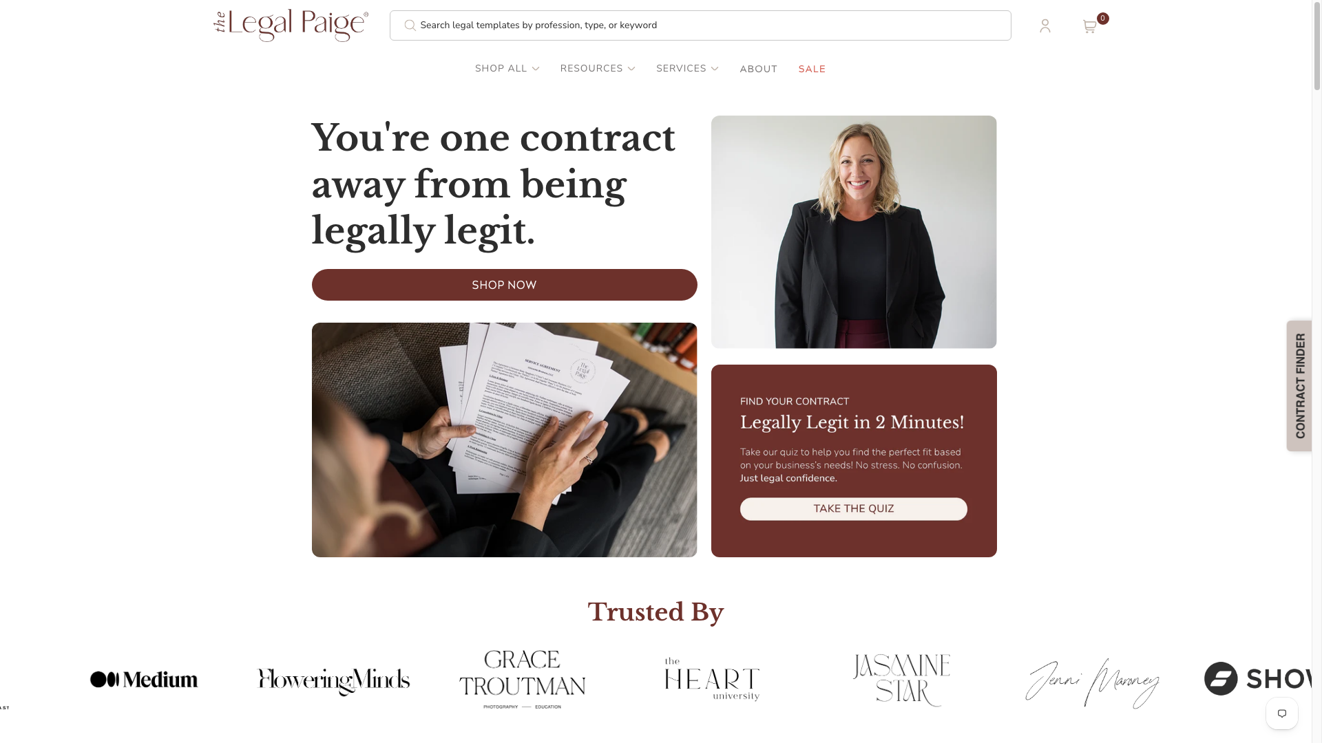 The Legal Paige desktop storefront capture