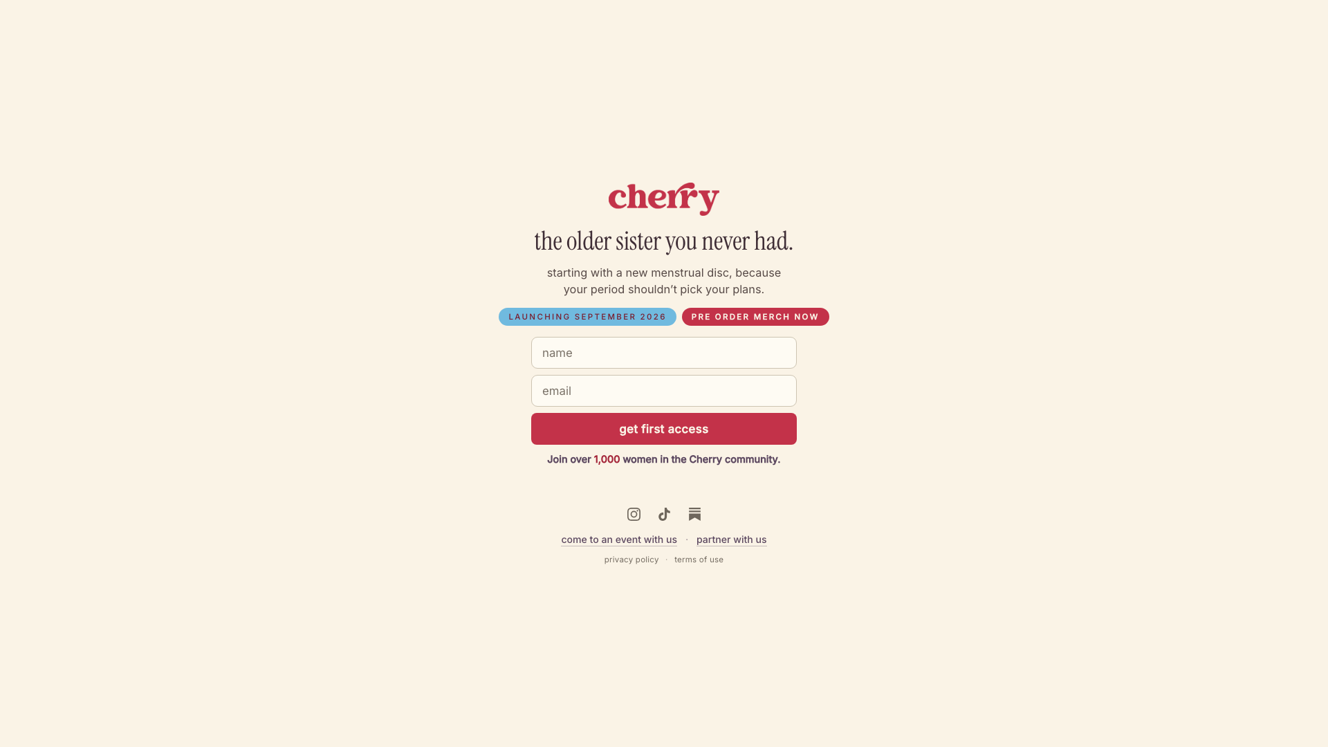 Cherry Love desktop storefront capture