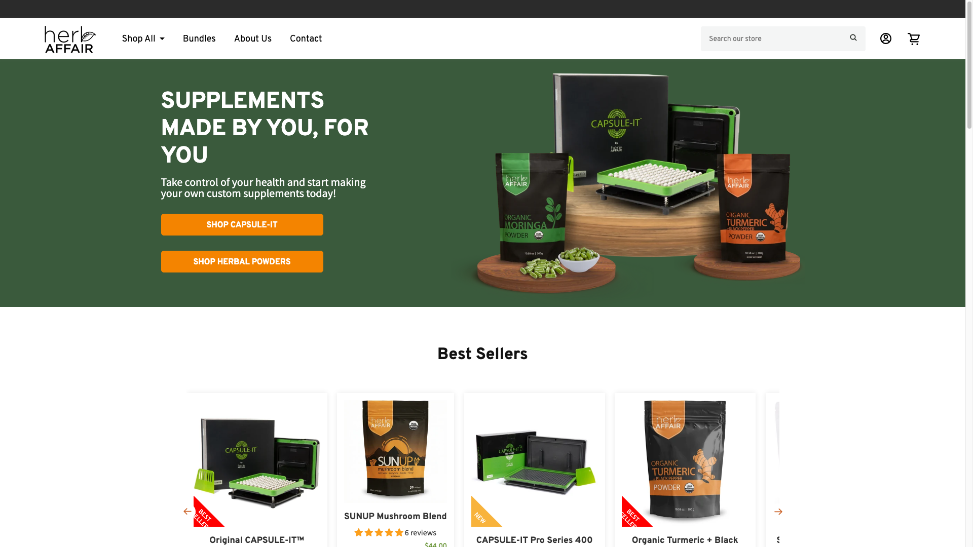Herb Affair desktop storefront capture