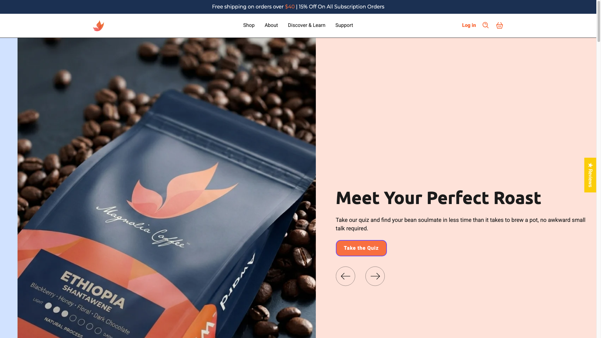 Magnolia Coffee Co. desktop storefront capture
