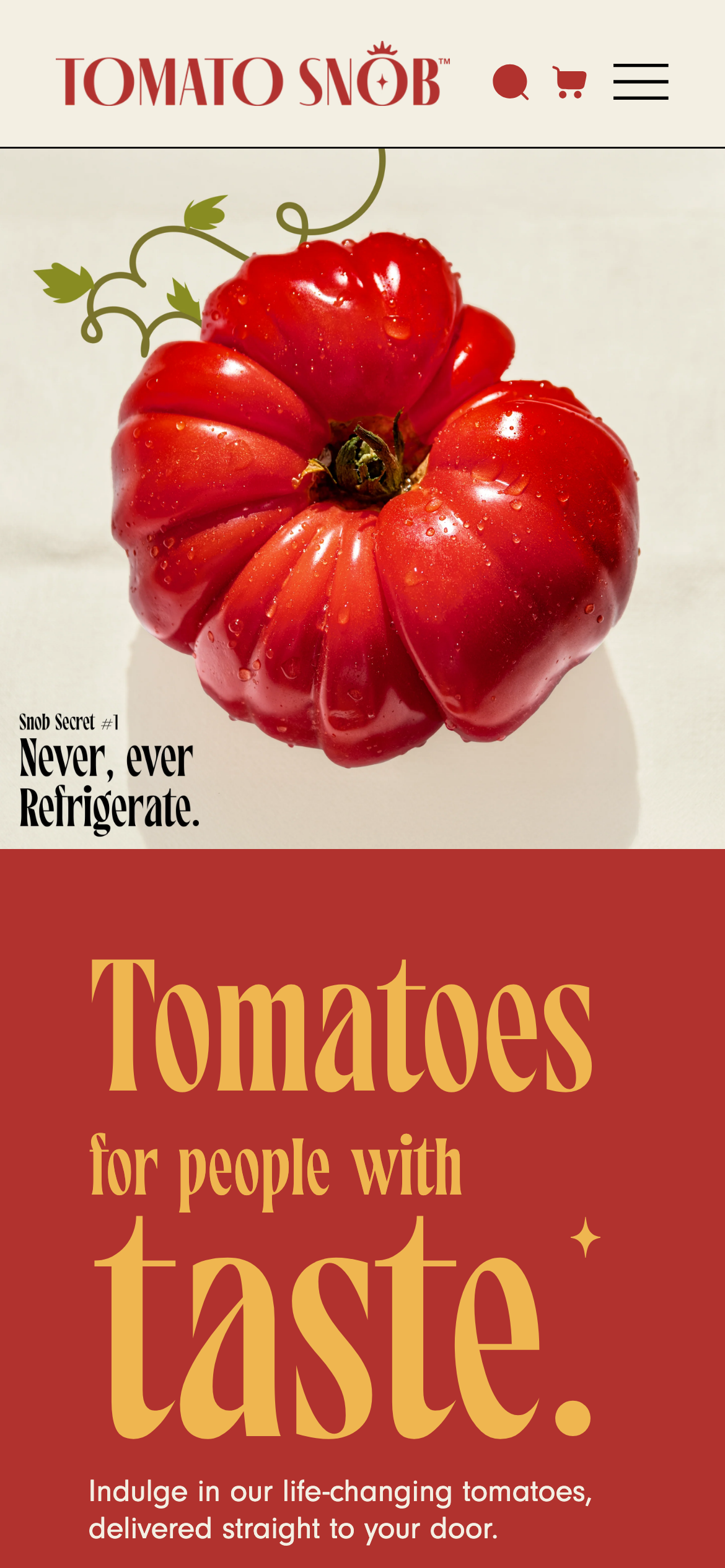 Tomato Snob mobile interface capture