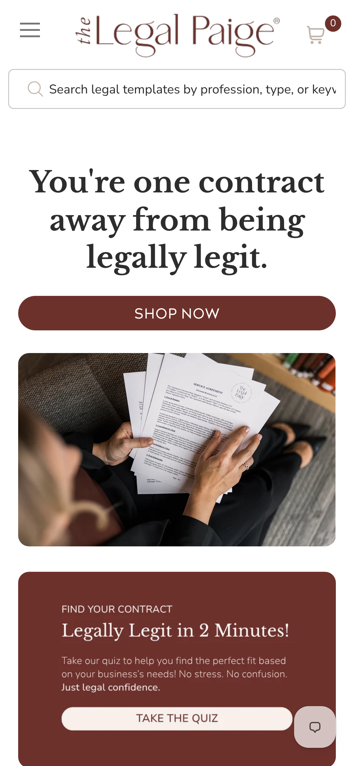 The Legal Paige mobile interface capture