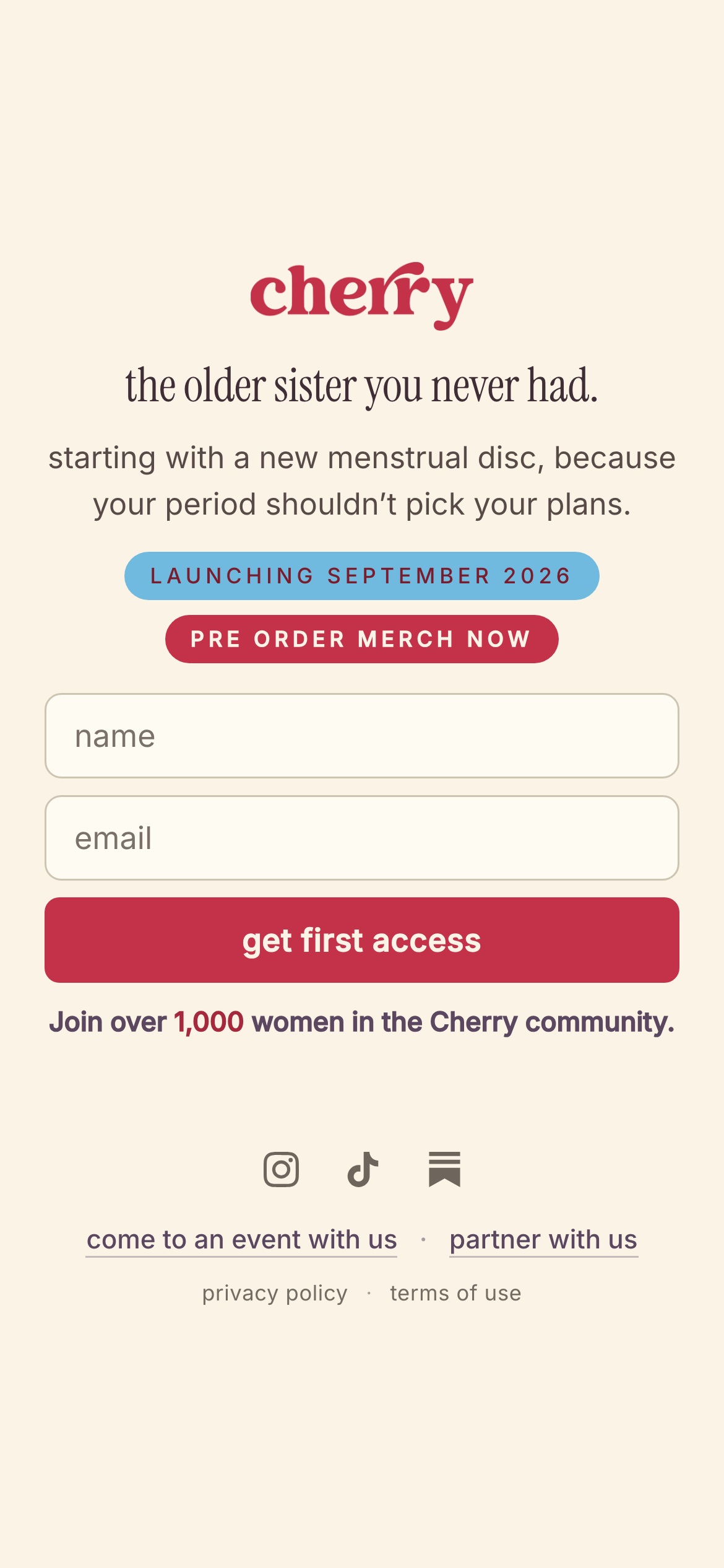 Cherry Love mobile interface capture